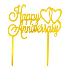 Cake topper Happy Anniversary Goud OP=OP